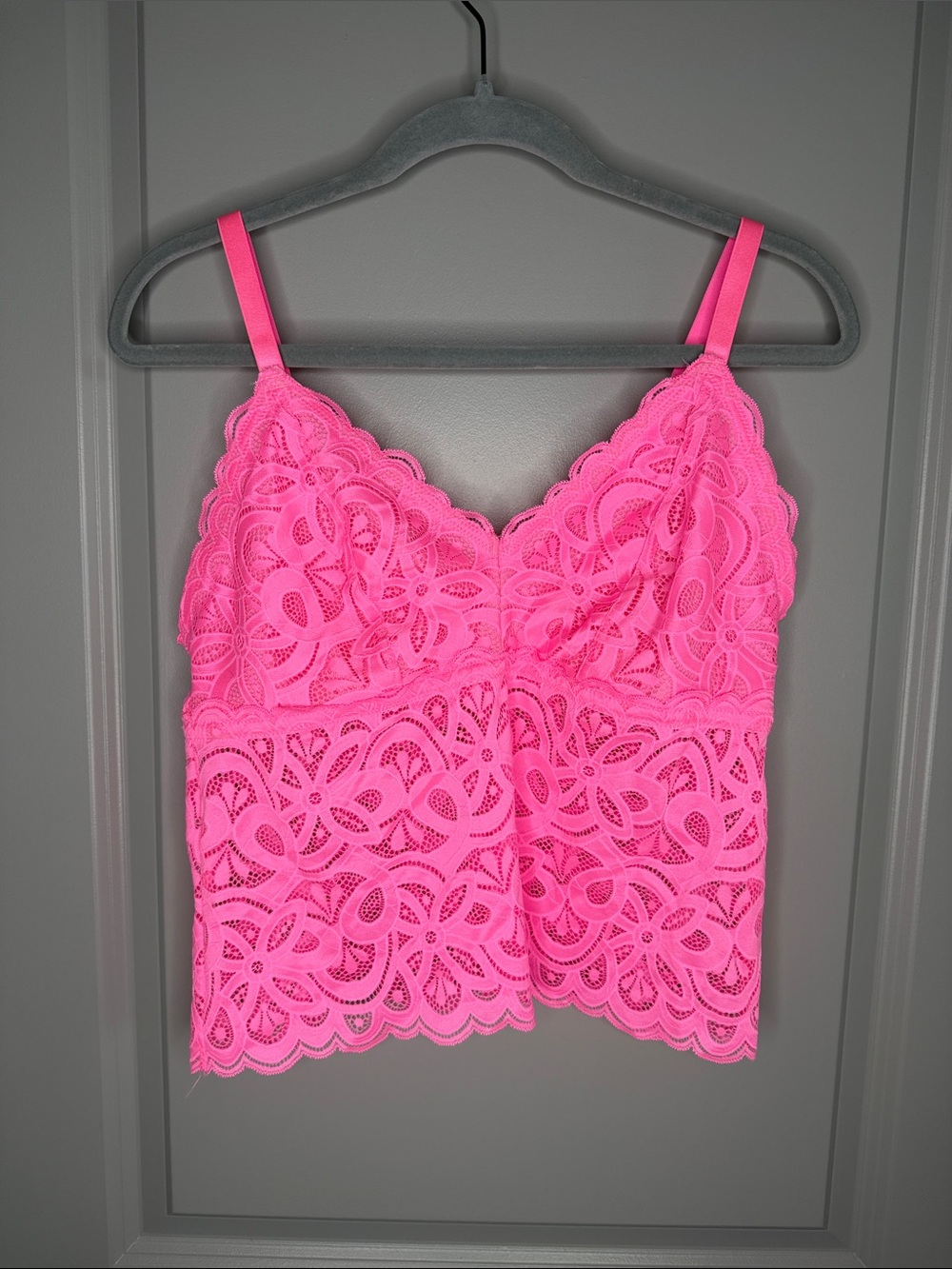 aerie Hot Pink Lace Bralette Cami